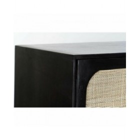 Credenza DKD Home Decor Nero Dorato Naturale Rattan Legno di mango 150 x 40 x 78 cm