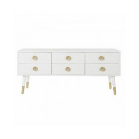Mobile TV DKD Home Decor Bianco Dorato Abete Legno MDF 120 x 42 x 54 cm