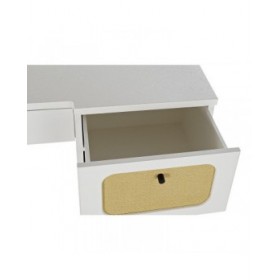 Scrivania DKD Home Decor Abete Bianco Rattan (140 x 50 x 76 cm)