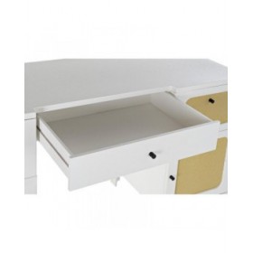 Scrivania DKD Home Decor Abete Bianco Rattan (140 x 50 x 76 cm)