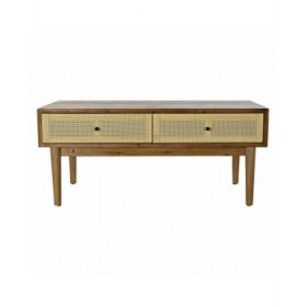 Tavolino da Caffè DKD Home Decor Abete Rattan (106 x 55 x 46 cm)