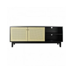Mobile TV DKD Home Decor Nero Abete Rattan (160 x 65 x 38 cm)