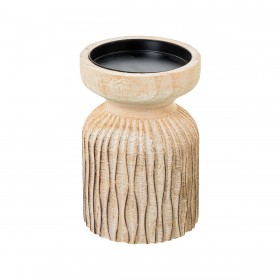 Portacandele Alexandra House Living Bianco Marrone Legno Metallo 10 x 14 x 10 cm