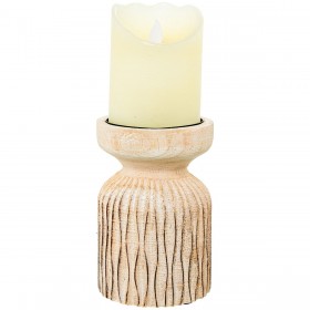 Portacandele Alexandra House Living Bianco Marrone Legno Metallo 10 x 14 x 10 cm