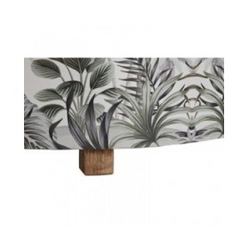 Poggiapiedi DKD Home Decor Beige Poliestere MDF Verde Tropicale (80 x 80 x 43 cm)