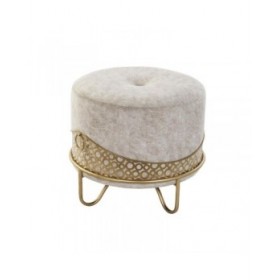 Poggiapiedi DKD Home Decor 51 x 51 x 44,5 cm Schiuma Beige Dorato Velluto Legno MDF Etnico 40 % Metallo