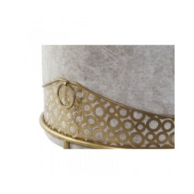 Poggiapiedi DKD Home Decor 51 x 51 x 44,5 cm Schiuma Beige Dorato Velluto Legno MDF Etnico 40 % Metallo