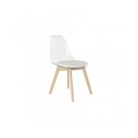 Sedia da Sala da Pranzo DKD Home Decor Bianco Trasparente Naturale Legno Policarbonato 54 x 47 x 81 cm