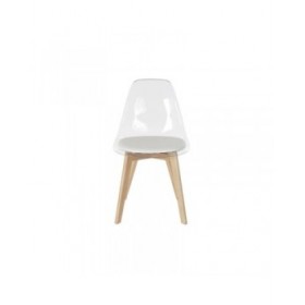 Sedia da Sala da Pranzo DKD Home Decor Bianco Trasparente Naturale Legno Policarbonato 54 x 47 x 81 cm