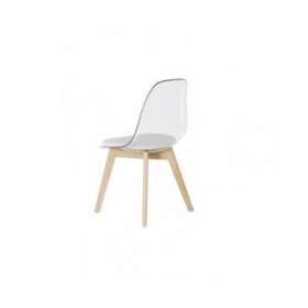 Sedia da Sala da Pranzo DKD Home Decor Bianco Trasparente Naturale Legno Policarbonato 54 x 47 x 81 cm