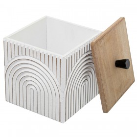Set di Scatole Decorative Alexandra House Living Bianco Marrone Legno 2 Pezzi