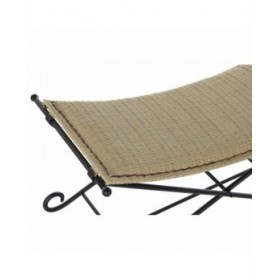 Panca DKD Home Decor   Nero Metallo Marrone Chiaro Rattan (94 x 49 x 44 cm)