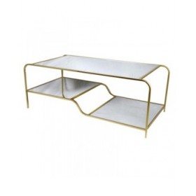 Tavolino da Caffè DKD Home Decor Glamour Dorato Metallo Specchio 120 x 60 x 45 cm