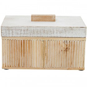 Set di Scatole Decorative Alexandra House Living Bianco Marrone Legno 2 Pezzi