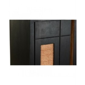 Credenza DKD Home Decor Nero Rattan Legno di mango (160 x 40 x 90 cm)