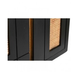 Credenza DKD Home Decor Nero Rattan Legno di mango (160 x 40 x 90 cm)