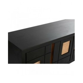 Mobile TV DKD Home Decor Nero Rattan Legno di mango (145,5 x 40,5 x 60 cm)
