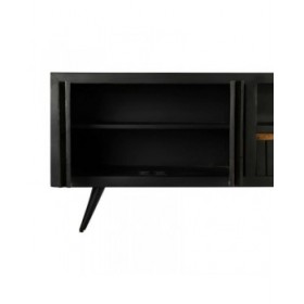 Mobile TV DKD Home Decor Nero Rattan Legno di mango (145,5 x 40,5 x 60 cm)