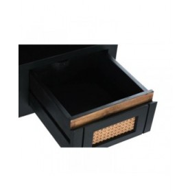 Mobile TV DKD Home Decor Nero Rattan Legno di mango (145,5 x 40,5 x 60 cm)