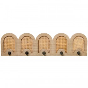 Appendiabiti da parete Alexandra House Living Marrone Legno Metallo Rattan 60 x 16 x 5 cm 5 Grucce