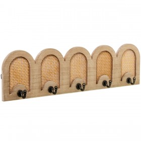 Appendiabiti da parete Alexandra House Living Marrone Legno Metallo Rattan 60 x 16 x 5 cm 5 Grucce