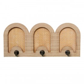 Appendiabiti da parete Alexandra House Living Marrone Legno Metallo Rattan 36 x 16 x 5 cm 3 Grucce