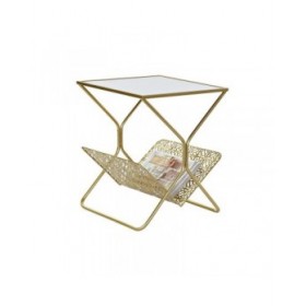 Portariviste DKD Home Decor Dorato Metallo Specchio 45 x 45 x 55 cm
