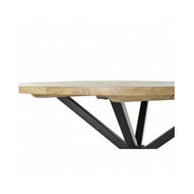 Tavolo da Pranzo DKD Home Decor 127 x 127 x 75 cm Naturale Nero Metallo Alluminio Legno di mango