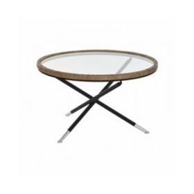 Tavolo aggiuntivo DKD Home Decor 80 x 80 x 48 cm Cristallo Naturale Argentato Nero Metallo