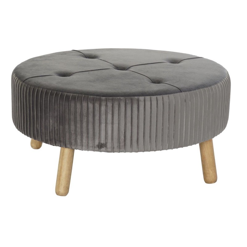 Poggiapiedi DKD Home Decor 80 x 80 x 38 cm Scandi Grigio Legno Velluto Grigio scuro Velvet