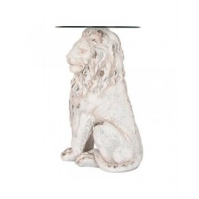 Tavolo aggiuntivo DKD Home Decor Leone 52 x 44 x 72 cm Cristallo Grigio Metallo Bianco Magnesio