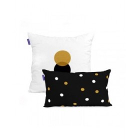Fodera per cuscino HappyFriday Blanc Golden dots Multicolore 2 Pezzi