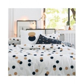 Fodera per cuscino HappyFriday Blanc Golden dots Multicolore 2 Pezzi
