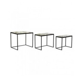 Set di 3 tavoli DKD Home Decor Nero Verde Dorato 60 x 40 x 50 cm