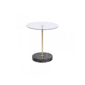 Tavolo aggiuntivo DKD Home Decor Nero Trasparente Dorato Cristallo Acciaio 45 x 45 x 50 cm