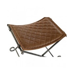 Banca Piedi Letto DKD Home Decor Nero Metallo Marrone Pelle (53 x 45 x 44 cm)