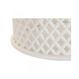 Tavolino da Caffè DKD Home Decor Bianco Naturale Alluminio Legno di mango 81 x 81 x 45 cm