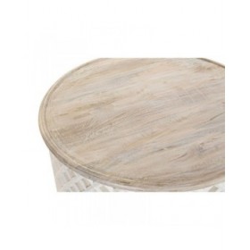 Tavolino da Caffè DKD Home Decor Bianco Naturale Alluminio Legno di mango 81 x 81 x 45 cm