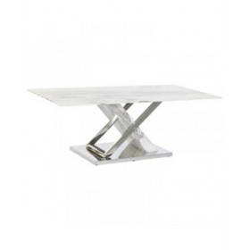 Tavolino da Caffè DKD Home Decor Bianco Argentato Cristallo Acciaio 120 x 60 x 42 cm