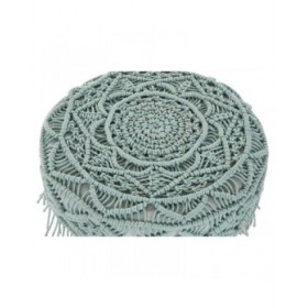 Poggiapiedi DKD Home Decor 53 x 53 x 31 cm Naturale Legno Marrone Verde 50 x 50 x 30 cm Macramé Boho