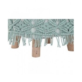 Poggiapiedi DKD Home Decor 53 x 53 x 31 cm Naturale Legno Marrone Verde 50 x 50 x 30 cm Macramé Boho