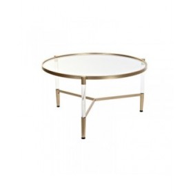 Tavolino da Caffè DKD Home Decor Glamour Trasparente Dorato Acrilico Metallo 87 x 87 x 50 cm