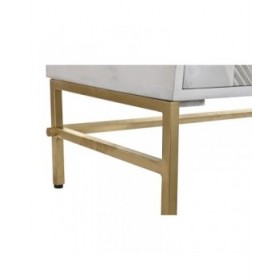 Credenza DKD Home Decor Rombos Bianco Ottone Legno di mango (157 x 43 x 84 cm)