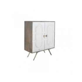 Credenza DKD Home Decor Grigio Dorato Bianco Ottone Legno di mango (93 x 41 x 114 cm)