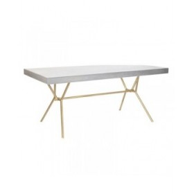 Tavolo da Pranzo DKD Home Decor Grigio Dorato Bianco Ottone Legno di mango (180 x 90 x 76 cm)
