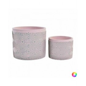 Set di vasi da fiori DKD Home Decor Cemento 2 Pezzi 2 Unità (17 x 17 x 15 cm)