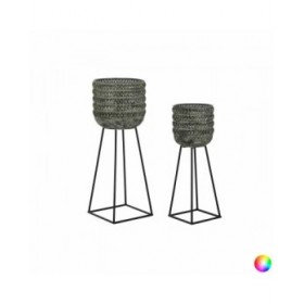Set di vasi da fiori DKD Home Decor Consumato 32 x 32 x 84 cm Metallo (2 Unità)