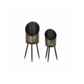 Set di Vasi DKD Home Decor Nero Rame Metallo Vintage 26 x 26 x 70 cm