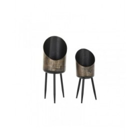 Set di Vasi DKD Home Decor Nero Rame Metallo Vintage 26 x 26 x 70 cm