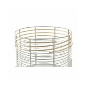 Set di Vasi DKD Home Decor Bianco Naturale Metallo Rattan Quadrato 25 x 25 x 32 cm (2 Unità)